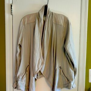 Anthropologie Linen Jacket with faux suede trim
